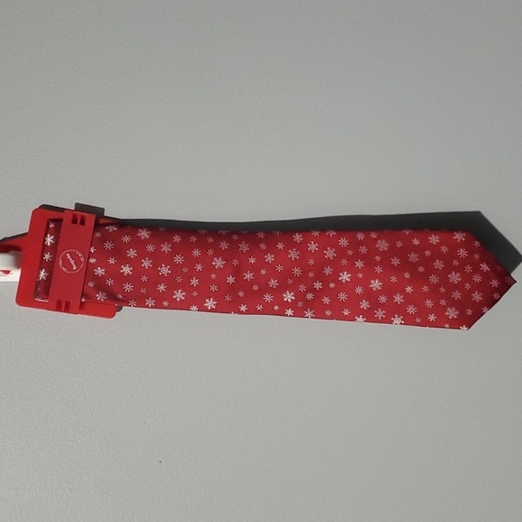 Bespoke accessory men's tie size one size holiday red snowflake snowflakes - Picture 1 of 11